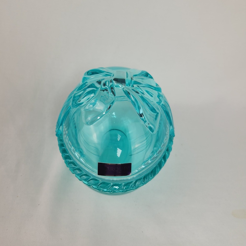 Marquis by Waterford Turquoise Crystal Egg Trinket Box with Bow  in Box